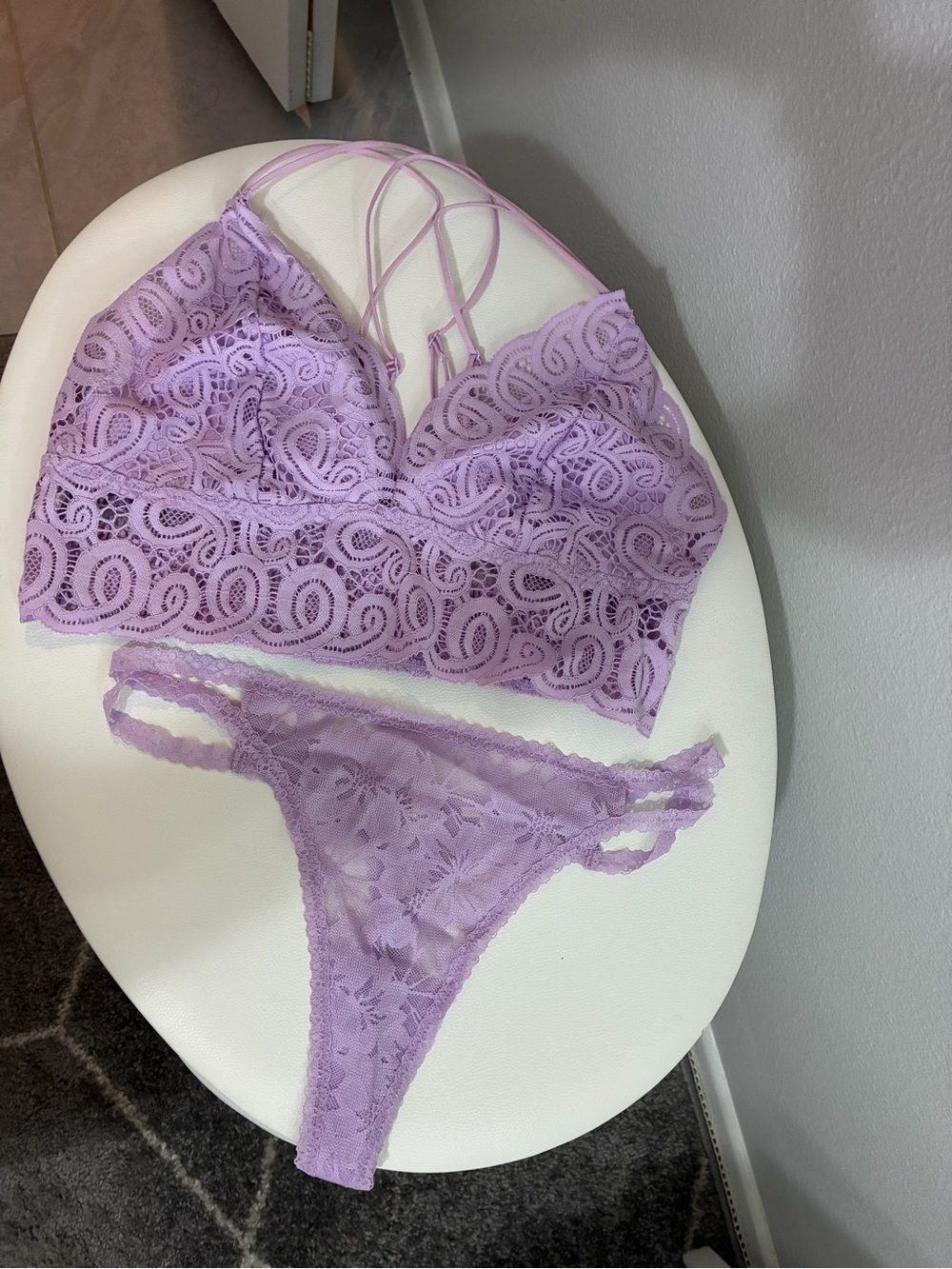 Victoria's Secret Lavender Lace Bralette & Thong Set